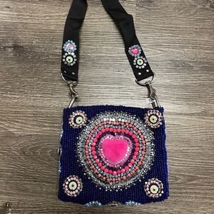 Handmade Blue and Pink heart  Bag by Artists